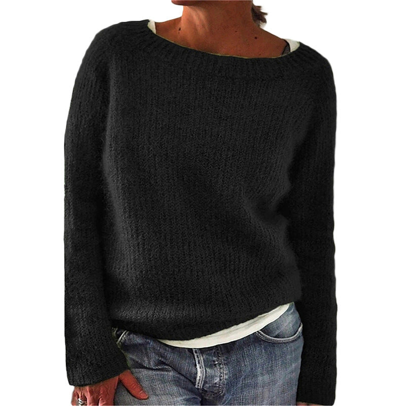 Knitted crew neck sweater