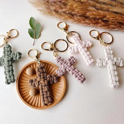 Knitted cross keychain