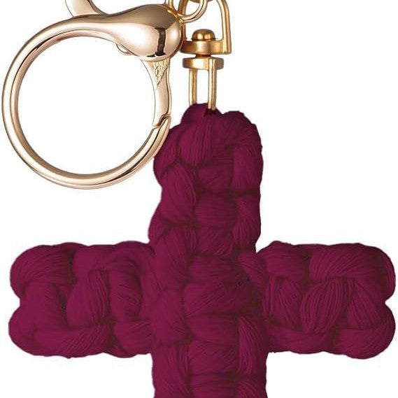 Knitted cross keychain