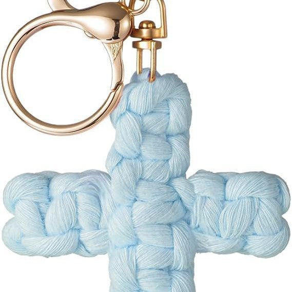 Knitted cross keychain