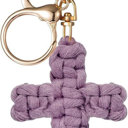 Knitted cross keychain