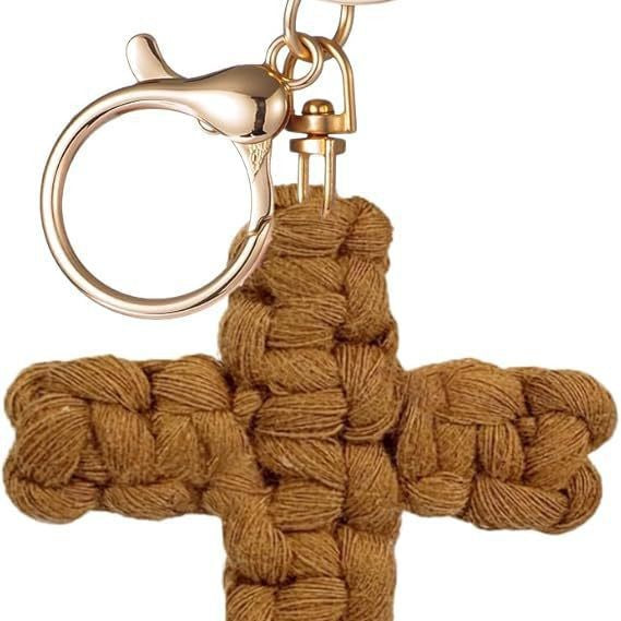 Knitted cross keychain