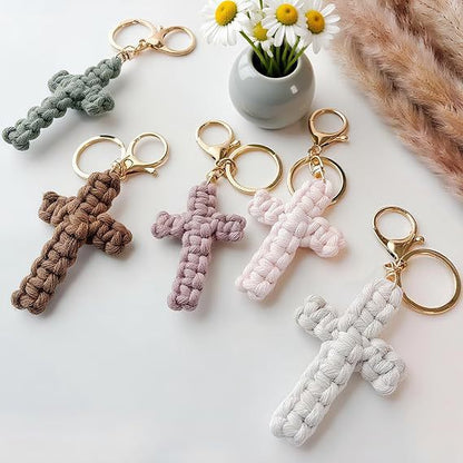 Knitted cross keychain