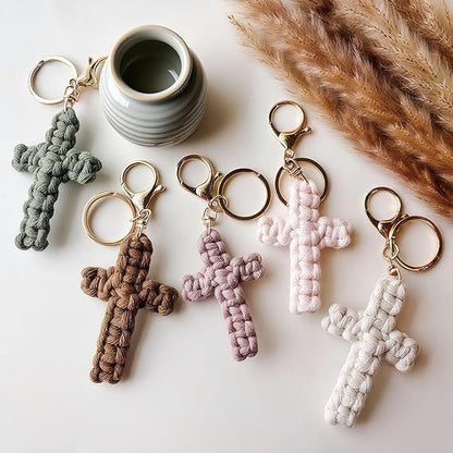 Knitted cross keychain