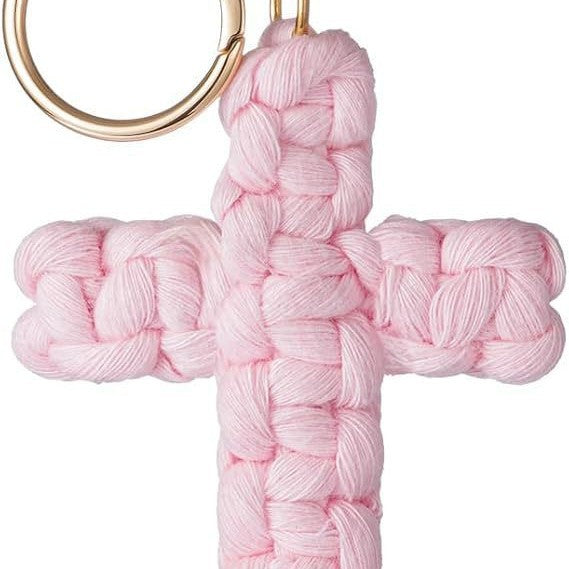 Knitted cross keychain