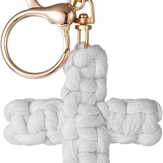 Knitted cross keychain