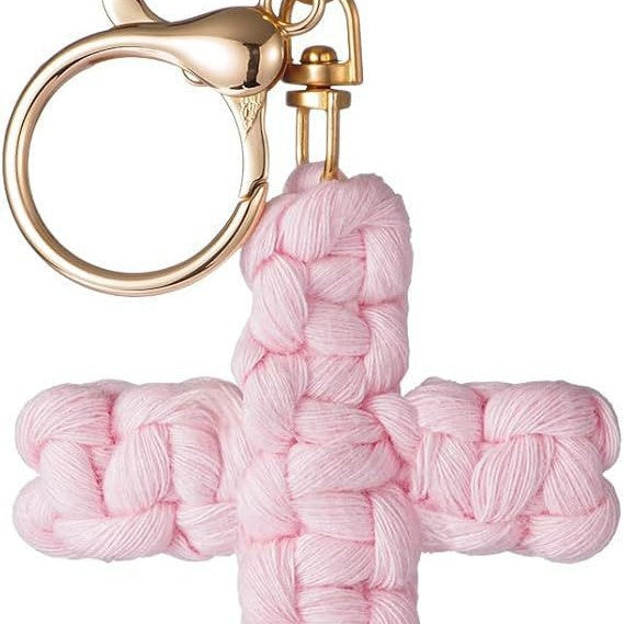 Knitted cross keychain
