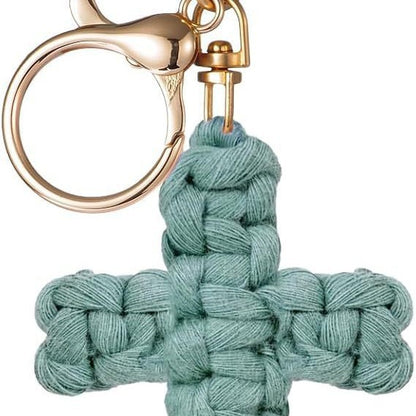 Knitted cross keychain