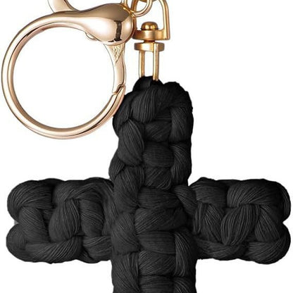Knitted cross keychain