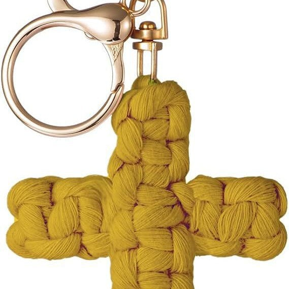 Knitted cross keychain