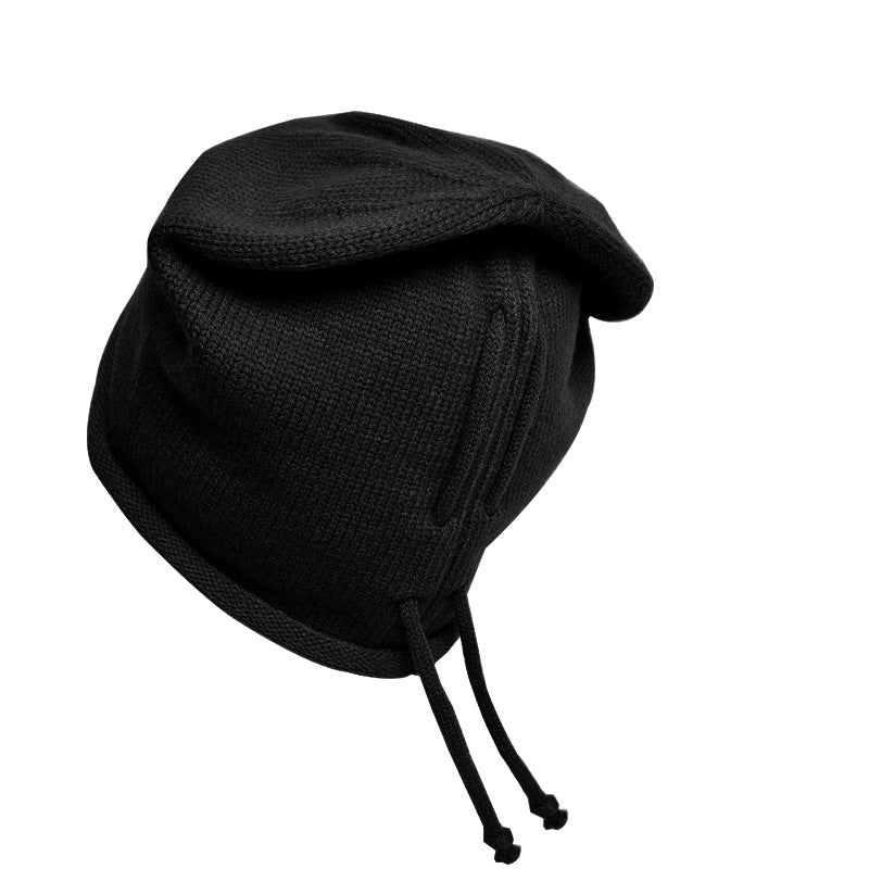 Knitted Drawstring Winter Hat