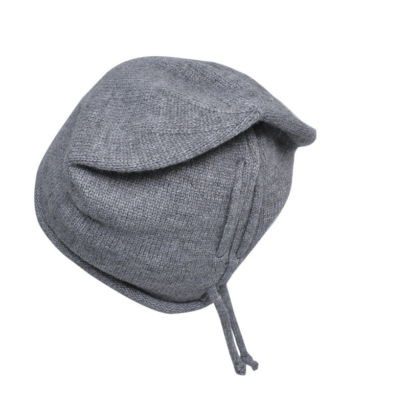 Knitted Drawstring Winter Hat