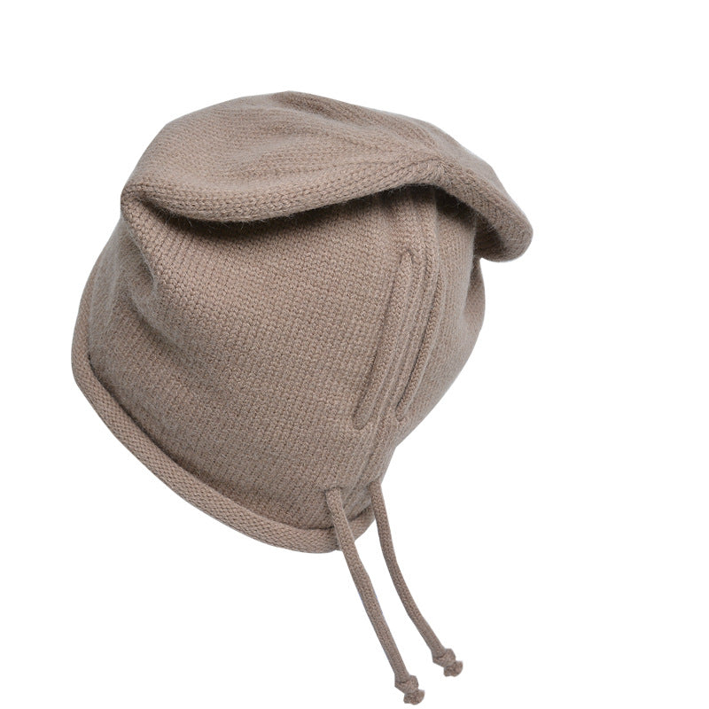 Knitted Drawstring Winter Hat