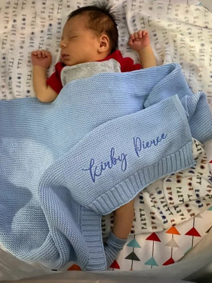 Knitted Embroidered Cotton Blanket