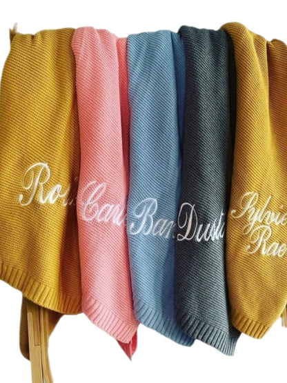 Knitted Embroidered Cotton Blanket