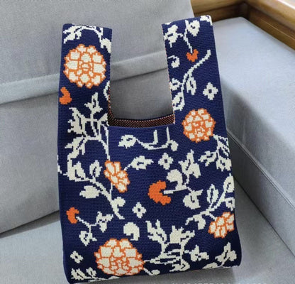 Knitted Floral Wrist Handbag