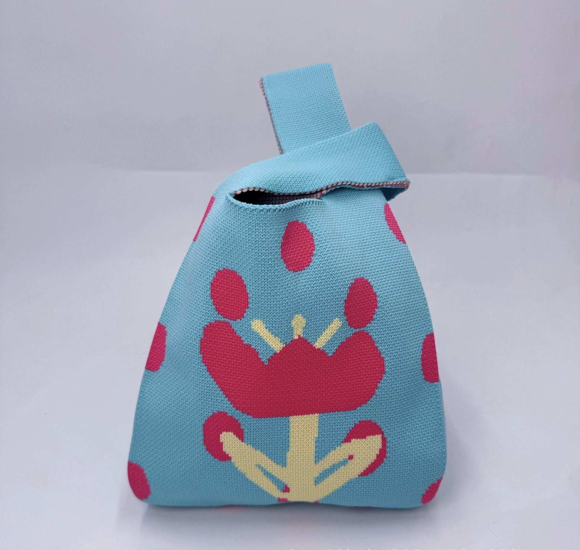 Knitted Floral Wrist Handbag