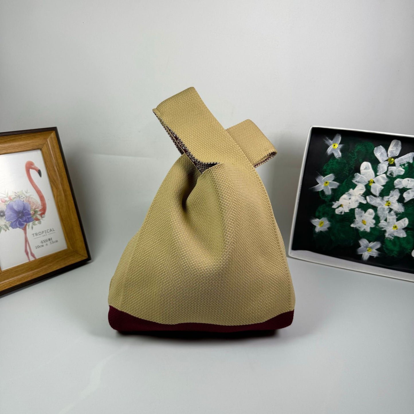 Knitted Floral Wrist Handbag