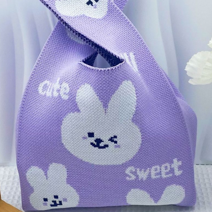 Knitted Floral Wrist Handbag