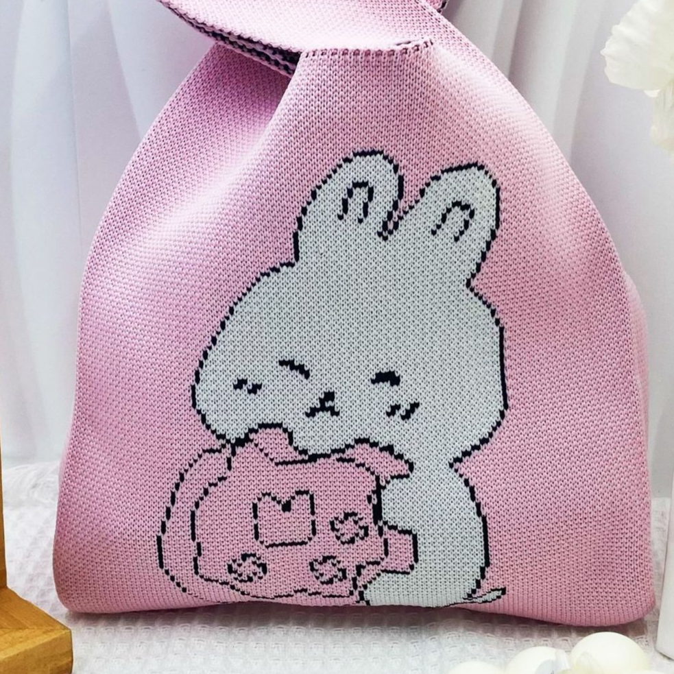 Knitted Floral Wrist Handbag