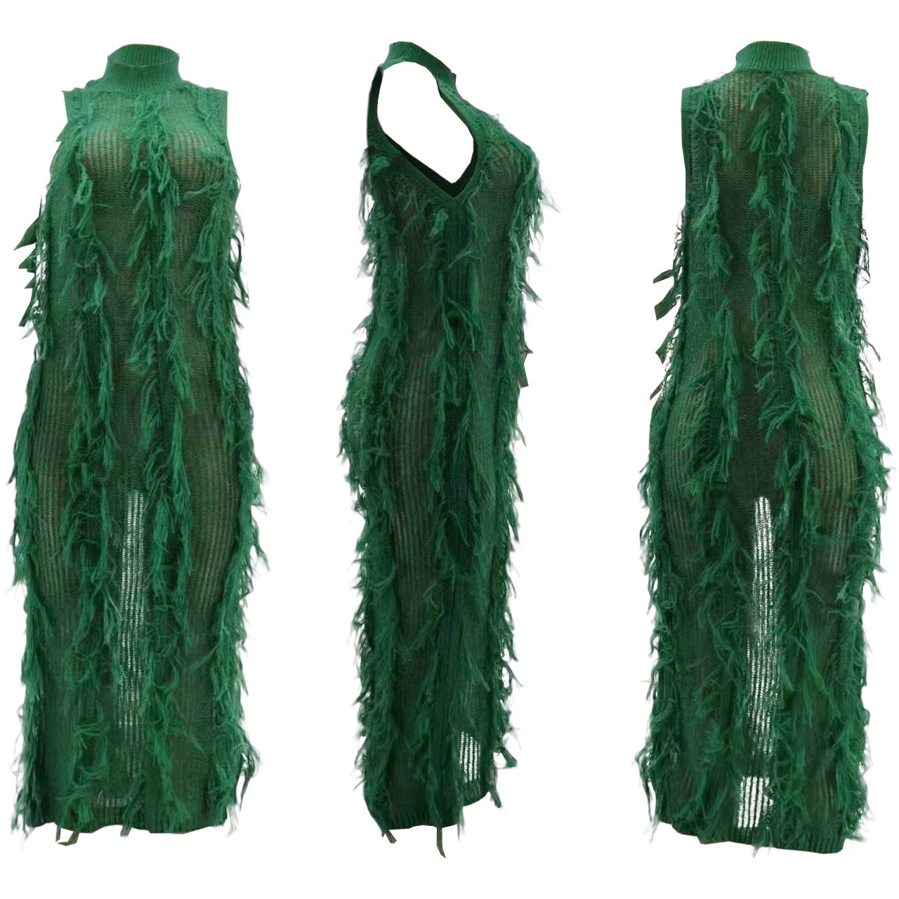Knitted fringed dress