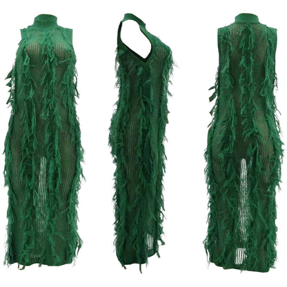 Knitted fringed dress