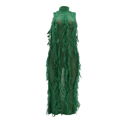Knitted fringed dress