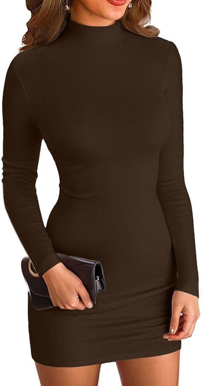 Knitted high-neck one-piece short skirt