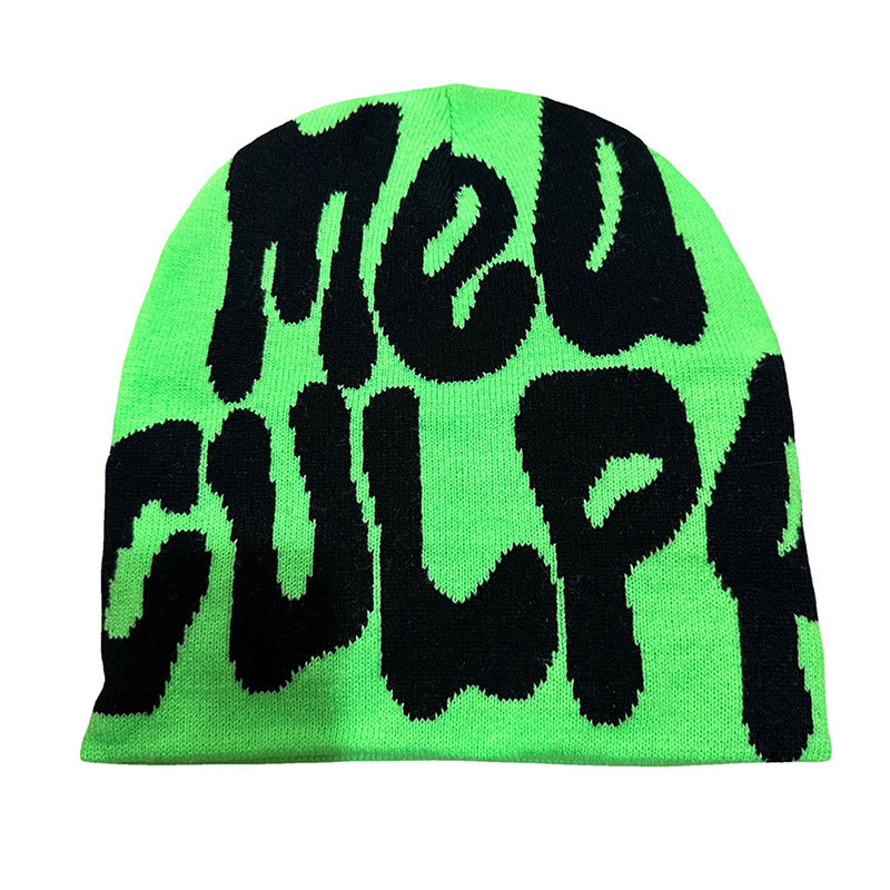 Knitted jacquard woolen cap