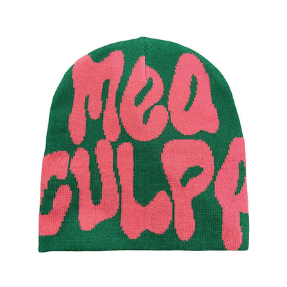 Knitted jacquard woolen cap