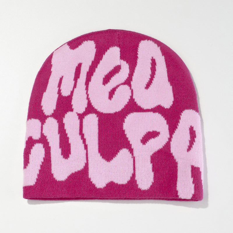 Knitted jacquard woolen cap