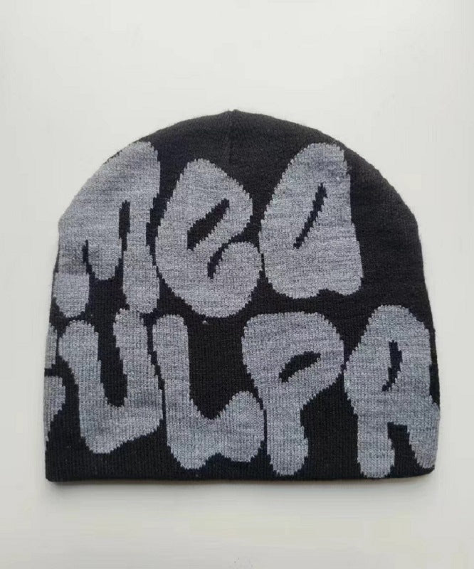 Knitted jacquard woolen cap