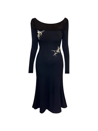Knitted long-sleeve dress