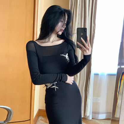 Knitted long-sleeve dress