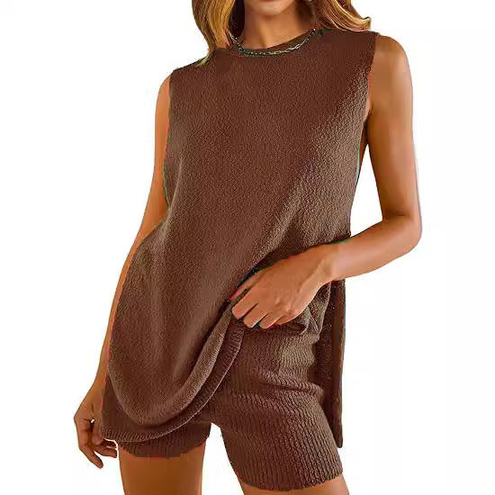 Knitted loose-sleeved casual pullover set for women