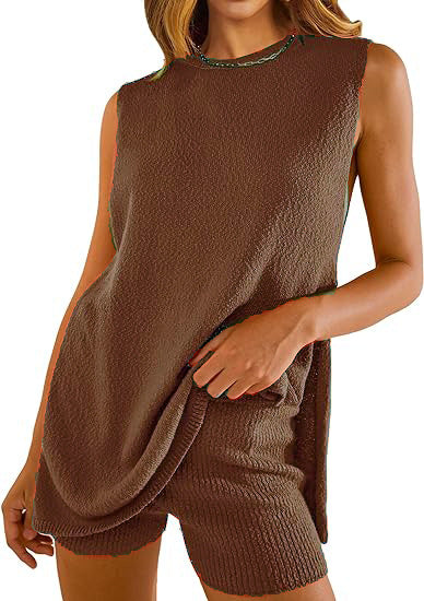 Knitted loose-sleeved casual pullover set for women