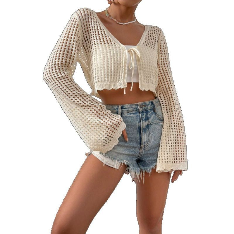Knitted open-front beach sweater