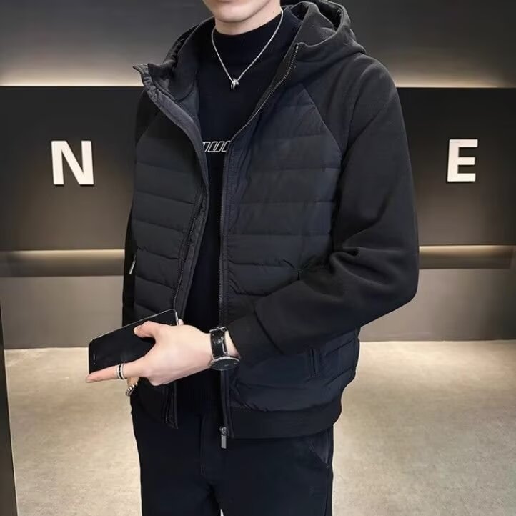 Knitted patchwork down jacket