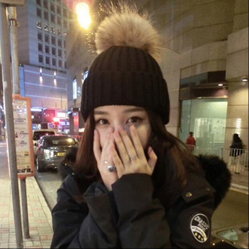 Knitted pullover wool hat