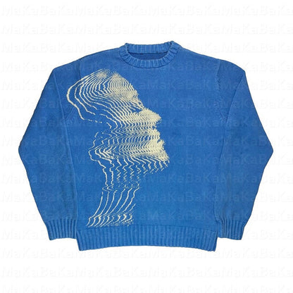 Knitted round neck sweater