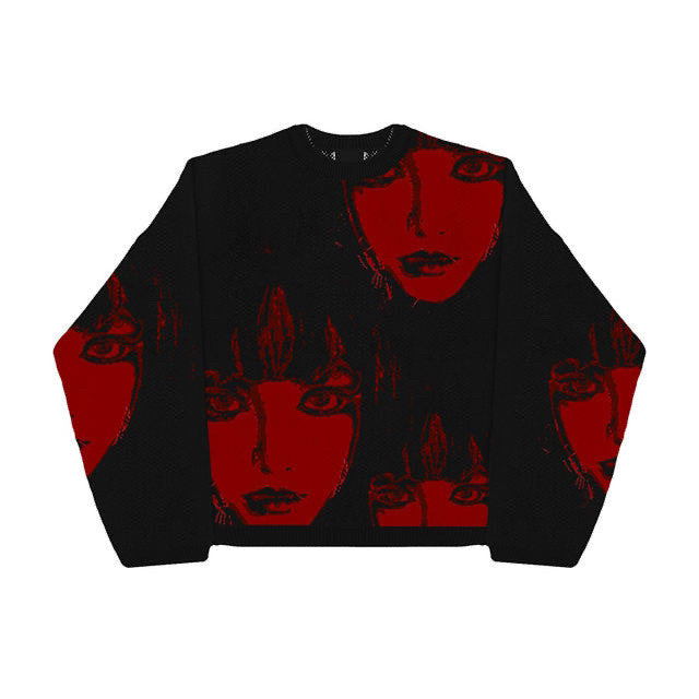 Knitted round neck sweater