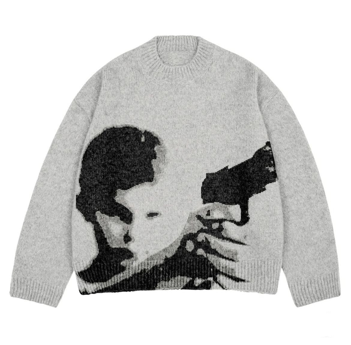 Knitted round neck sweater