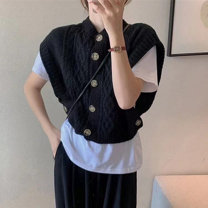 Knitted sleeveless vest