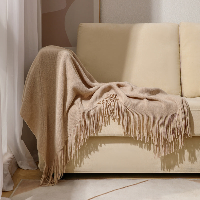 Knitted sofa blanket