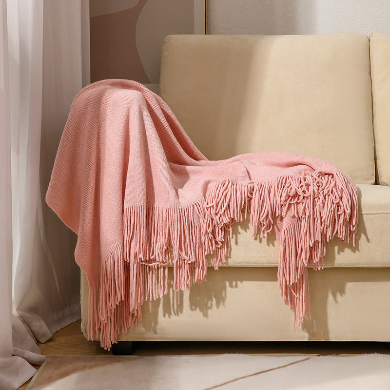 Knitted sofa blanket