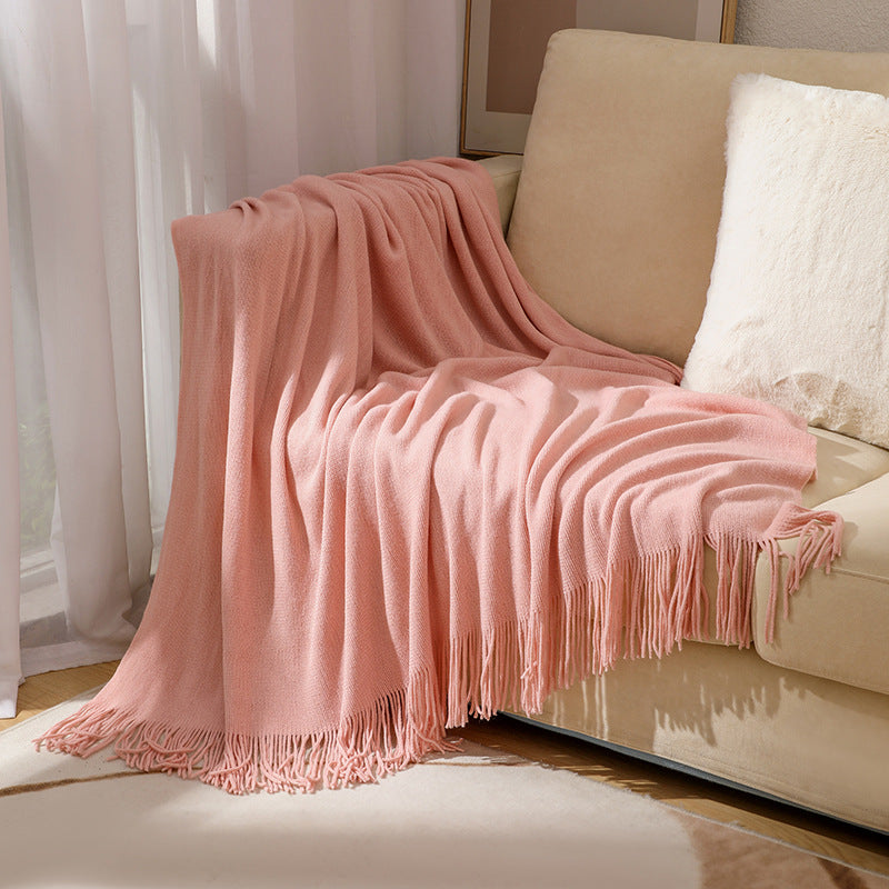 Knitted sofa blanket
