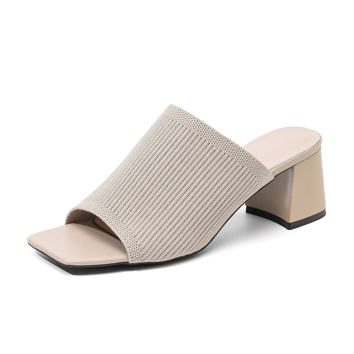 Knitted Square Toe Slip-On Slippers