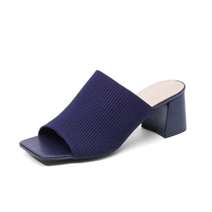 Knitted Square Toe Slip-On Slippers