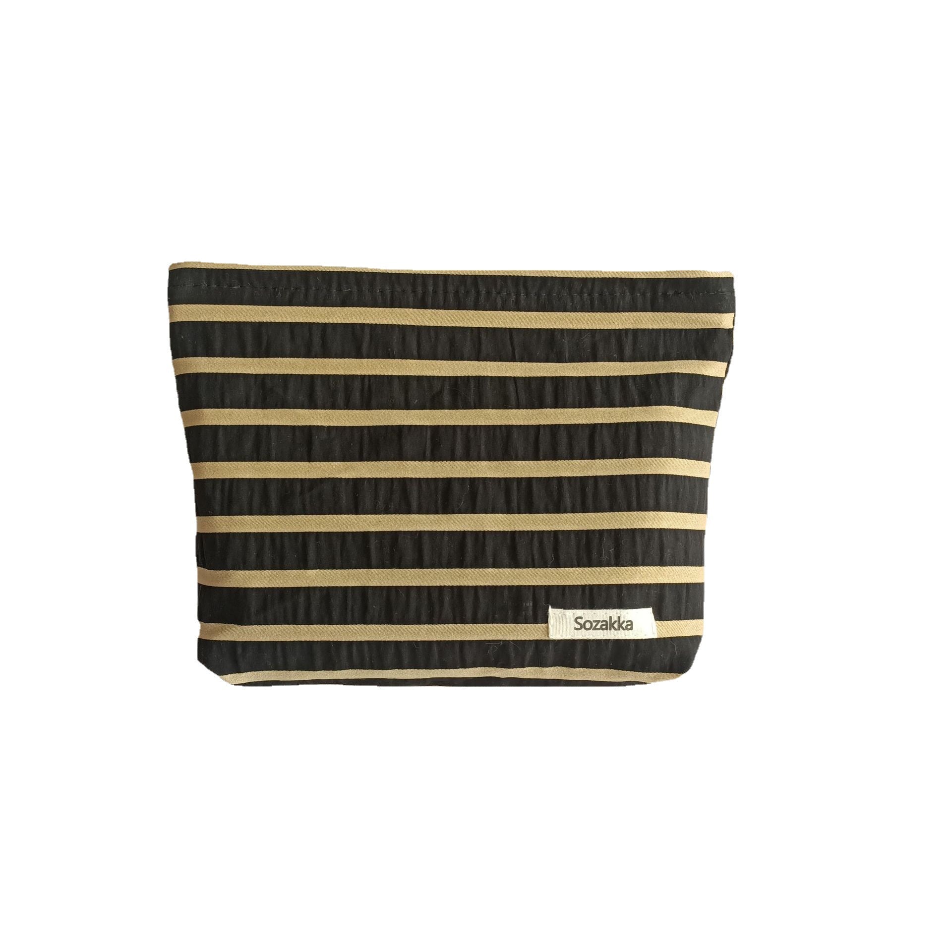 Knitted striped makeup bag