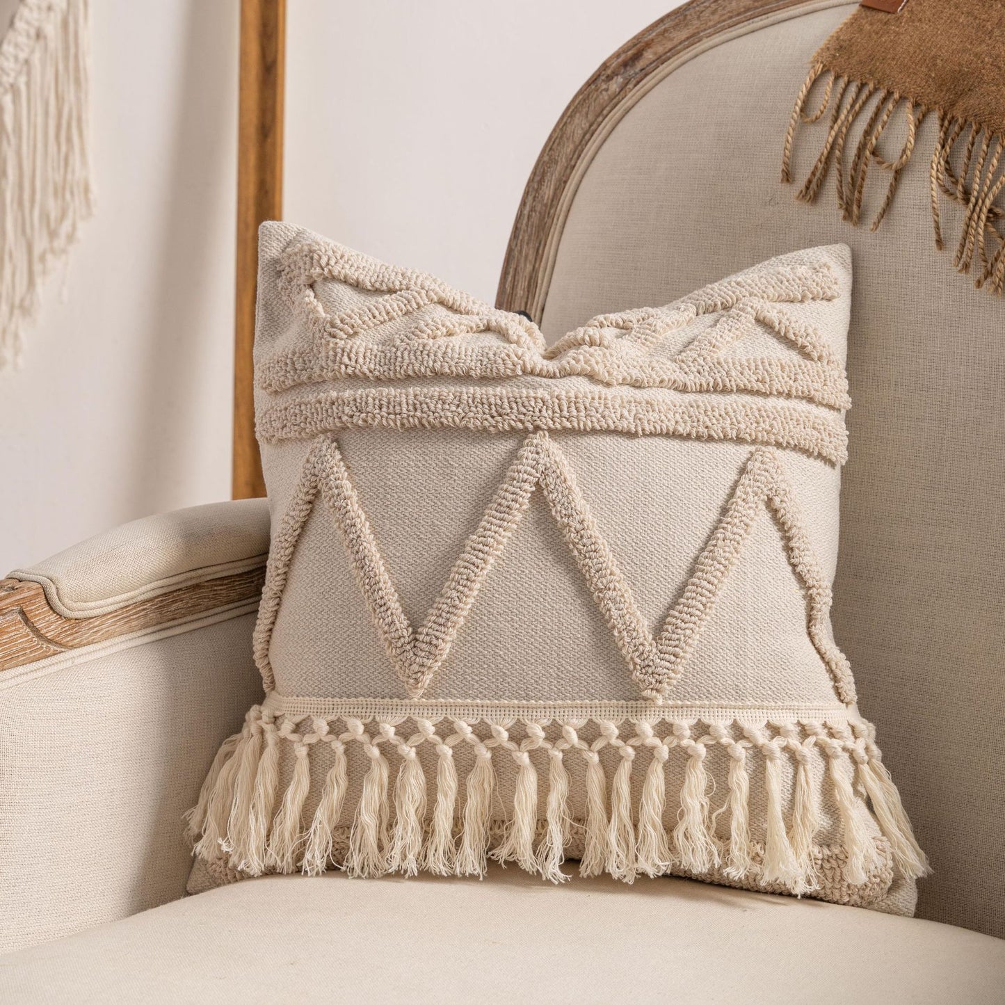 Knitted Tassel Pillow Case
